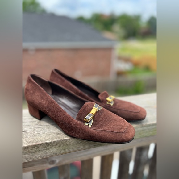 Bally Brown Suede With Gold Buckel Loafers
Size 7 - Picture 7 of 10